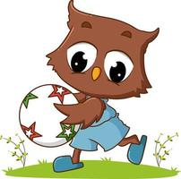 The owl is playing the ball in the field vector