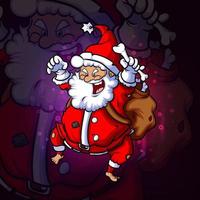 The crazy santa with scary costume esport mascot design vector