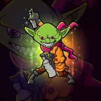 The goblin witch with the graffiti spray esport logo design vector