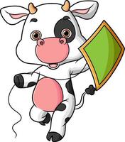 The little cow is playing kite in the field vector