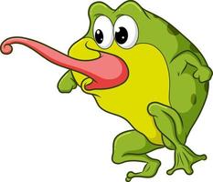 The frog sticks out its long tongue vector