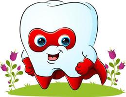 The superhero of tooth is wearing the musk and robe vector