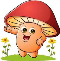 The mushroom is showing something in the garden vector