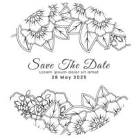 Save the date with mehndi flower. decoration in ethnic oriental, doodle ornament. vector