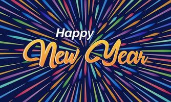 Happy new year banner with 3d text effect and firework background vector