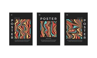 Set of poster, flyer, cover, book and brochure template with abstract colourful distortion ethnic shapes. vector