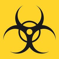 símbolo de riesgo biológico aislado en fondo amarillo. Ilustración de vector de señal de peligro, precaución y advertencia