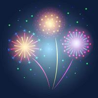 fireworks display in night background vector