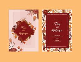 autumn theme floral wedding invitation vector