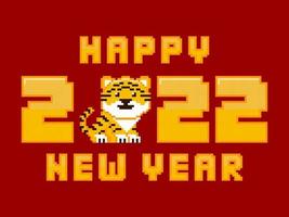 Happy new year 2022 pixel art vector