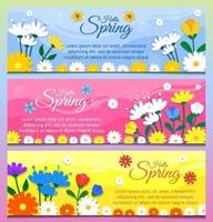 colección de conjunto de banner de primavera floral vector