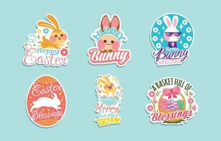 Easter Bunny Stickers Collection vector