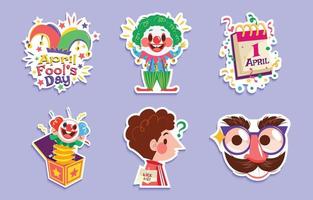April Fool's Day Stickers Pack vector