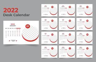 plantilla de calendario de escritorio. la semana comienza el lunes el domingo. juego de 12 meses. vector