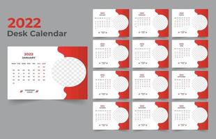 Desk Calendar template. The week start Monday on Sunday. Set of 12 Month. vector