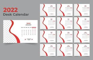 plantilla de calendario de escritorio. la semana comienza el lunes el domingo. juego de 12 meses. vector