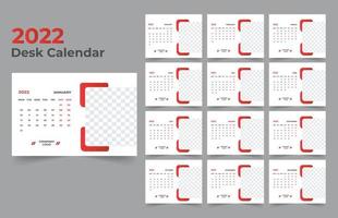 plantilla de calendario de escritorio. la semana comienza el lunes el domingo. juego de 12 meses. vector