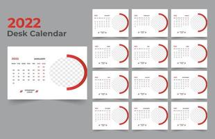 plantilla de calendario de escritorio. la semana comienza el lunes el domingo. juego de 12 meses. vector