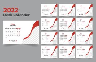 Desk Calendar template. The week start Monday on Sunday. Set of 12 Month. vector