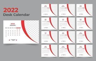 plantilla de calendario de escritorio. la semana comienza el lunes el domingo. juego de 12 meses. vector