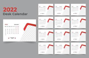 Desk Calendar template. The week start Monday on Sunday. Set of 12 Month. vector