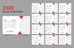 Desk Calendar template. The week start Monday on Sunday. Set of 12 Month. vector