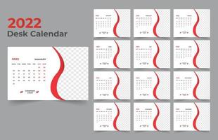 Desk Calendar template. The week start Monday on Sunday. Set of 12 Month. vector