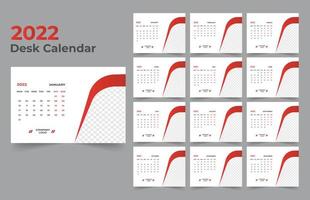 Desk Calendar template. The week start Monday on Sunday. Set of 12 Month. vector