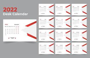 Desk Calendar template. The week start Monday on Sunday. Set of 12 Month. vector