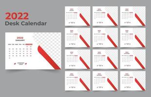 Desk Calendar template. The week start Monday on Sunday. Set of 12 Month. vector