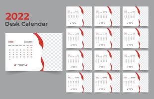 plantilla de calendario de escritorio. la semana comienza el lunes el domingo. juego de 12 meses. vector