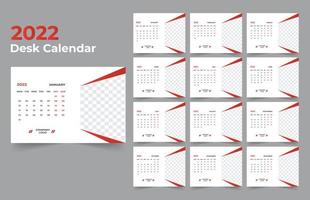 Desk Calendar template. The week start Monday on Sunday. Set of 12 Month. vector