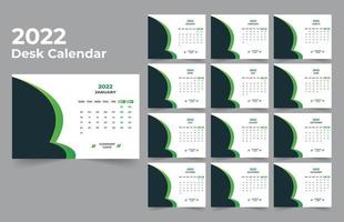 plantilla de calendario de escritorio. la semana comienza el lunes el domingo. juego de 12 meses. vector