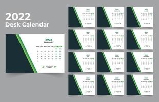 plantilla de calendario de escritorio. la semana comienza el lunes el domingo. juego de 12 meses. vector