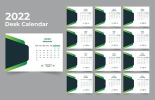 plantilla de calendario de escritorio. la semana comienza el lunes el domingo. juego de 12 meses. vector