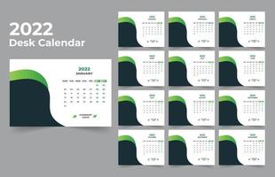 plantilla de calendario de escritorio. la semana comienza el lunes el domingo. juego de 12 meses. vector