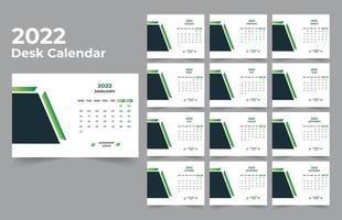 plantilla de calendario de escritorio. la semana comienza el lunes el domingo. juego de 12 meses. vector