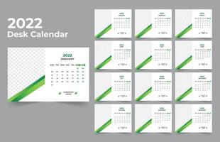 plantilla de calendario de escritorio. la semana comienza el lunes el domingo. juego de 12 meses. vector