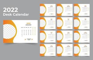 Desk Calendar template. The week start Monday on Sunday. Set of 12 Month. vector