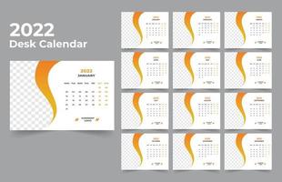 Desk Calendar template. The week start Monday on Sunday. Set of 12 Month. vector