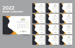 plantilla de calendario de escritorio. la semana comienza el lunes el domingo. juego de 12 meses. vector