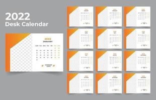 Desk Calendar template. The week start Monday on Sunday. Set of 12 Month. vector