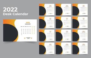 Desk Calendar template. The week start Monday on Sunday. Set of 12 Month. vector