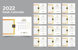 plantilla de calendario de escritorio. la semana comienza el lunes el domingo. juego de 12 meses. vector