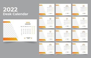 Desk Calendar template. The week start Monday on Sunday. Set of 12 Month. vector