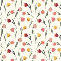 seamless pattern with multicolored flowers tulips vector