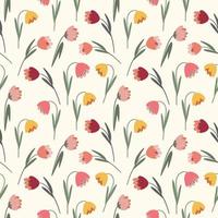 seamless pattern with multicolored flowers tulips vector