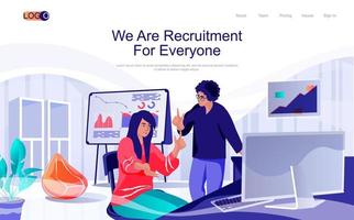 Recruitment concept isometric landing page. People looking for candidates for vacancy, HR management, human resources company, 3d web banner. Vector illustration in flat design for website template