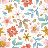 Spring Floral Colorful Blooming Flower Seamless Pattern