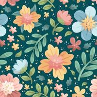 Spring Floral Colorful Doodle Seamless Pattern vector